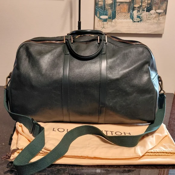 Louis Vuitton Kendall Green Taiga Leather Keepall Travel Bag Duffle VGVC - Picture 1 of 16